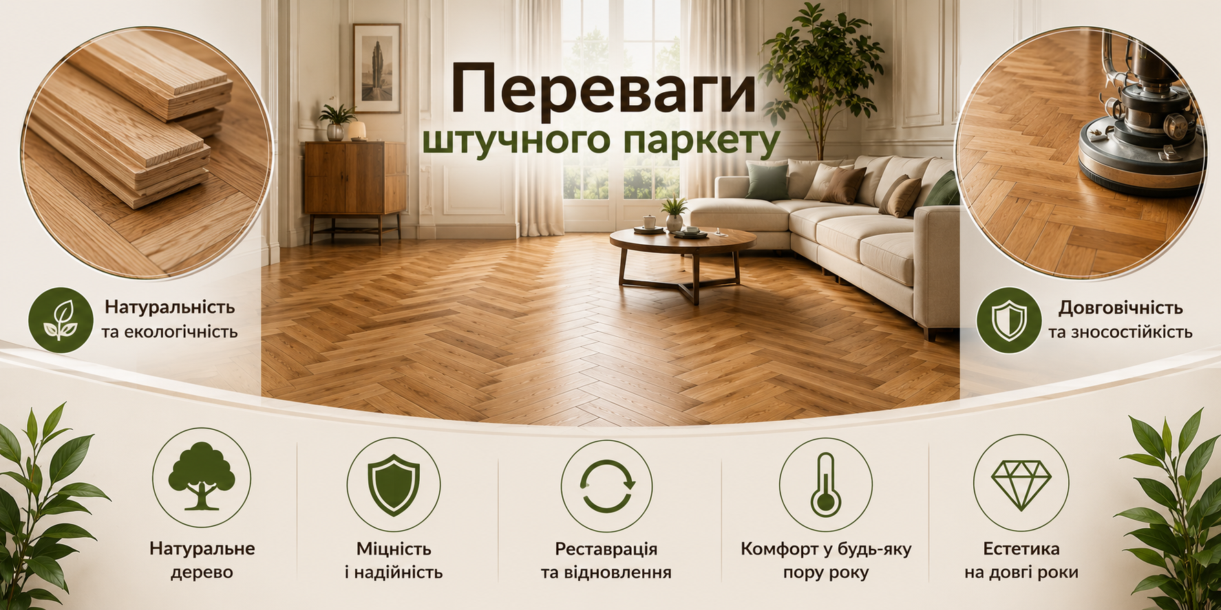 Переваги штучного паркету
