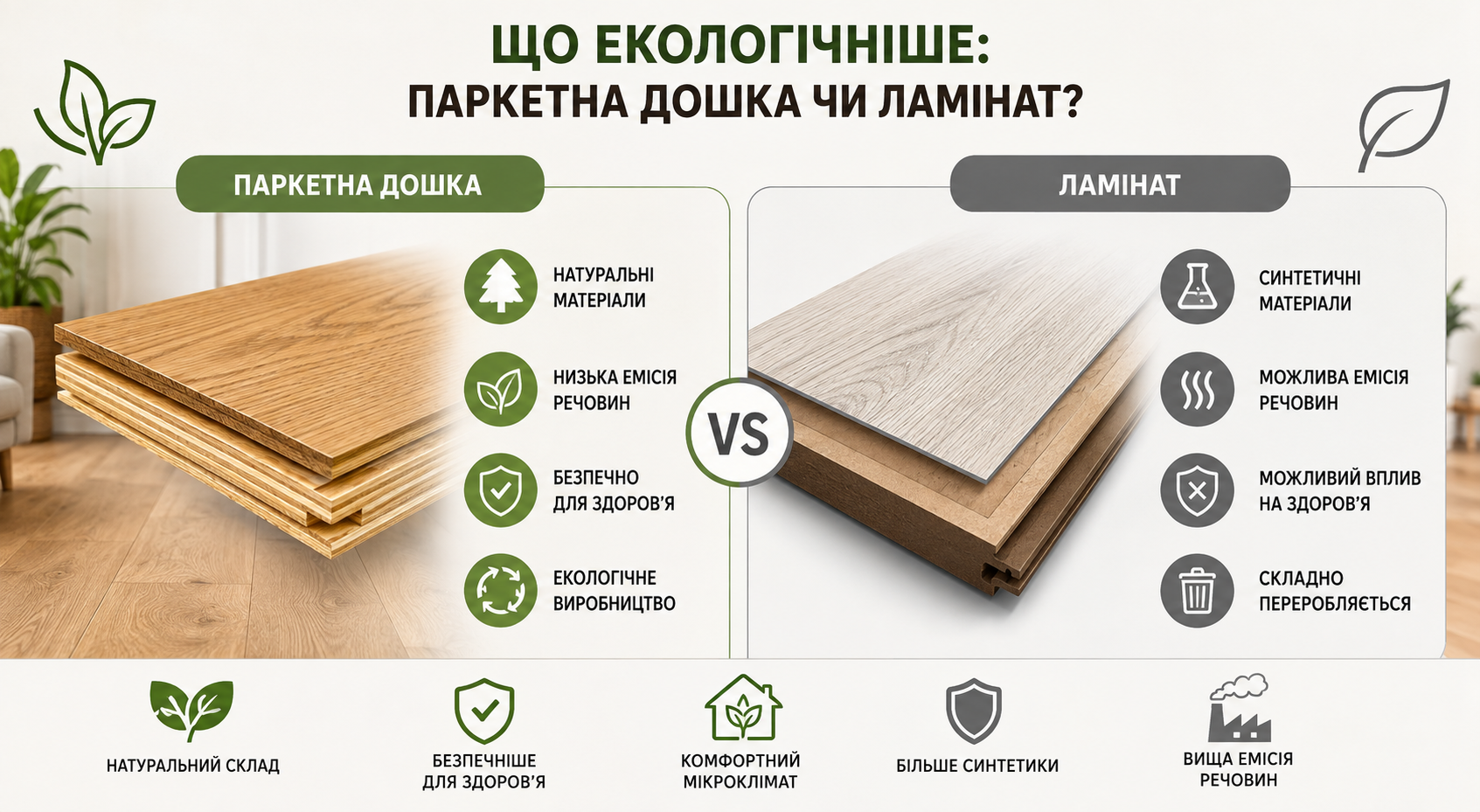 Что экологичнее: паркетная доска или ламинат?
