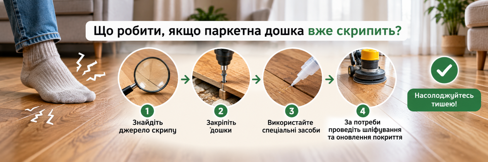 Що робити, якщо паркетна дошка вже скрипить