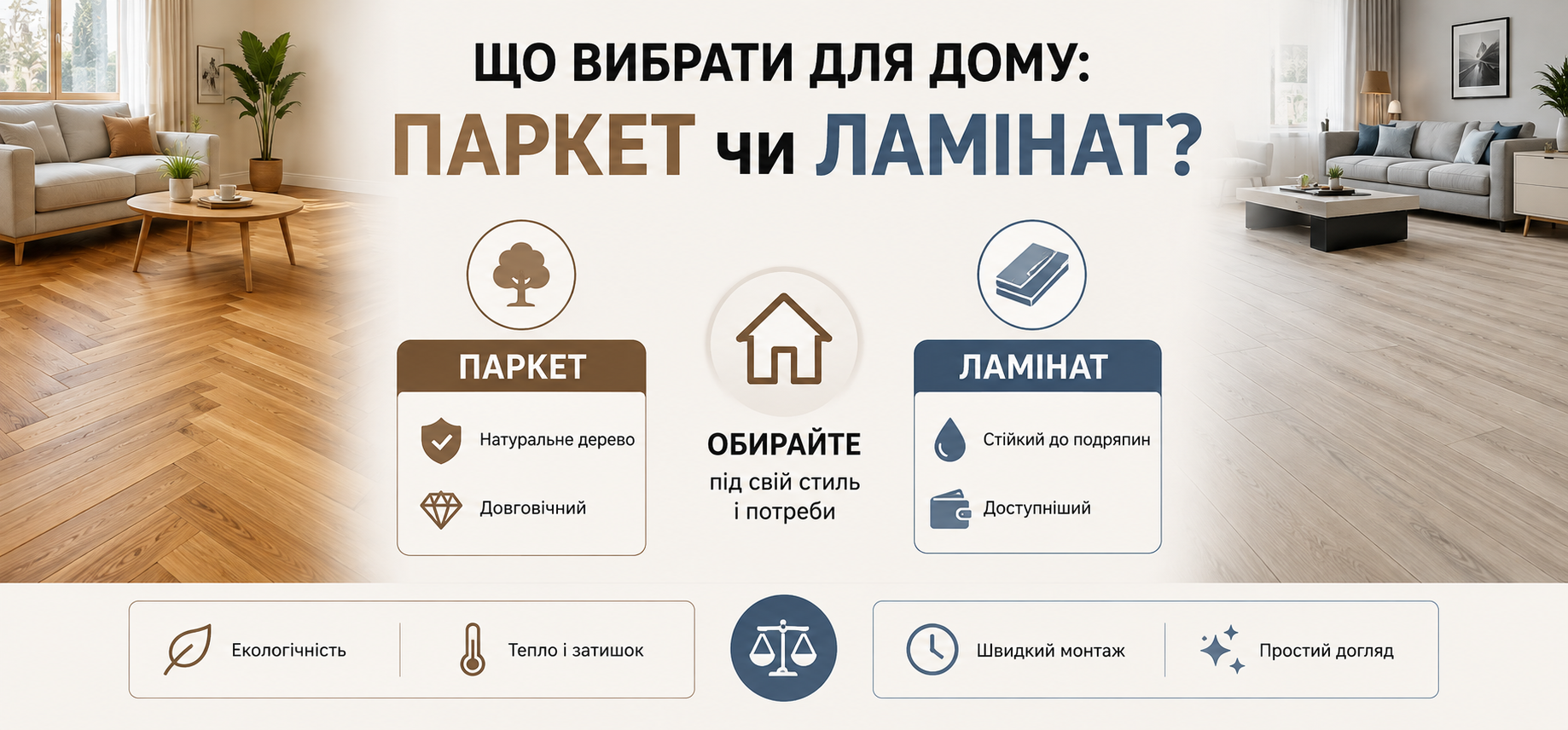 Що обрати для дому: паркет чи ламінат