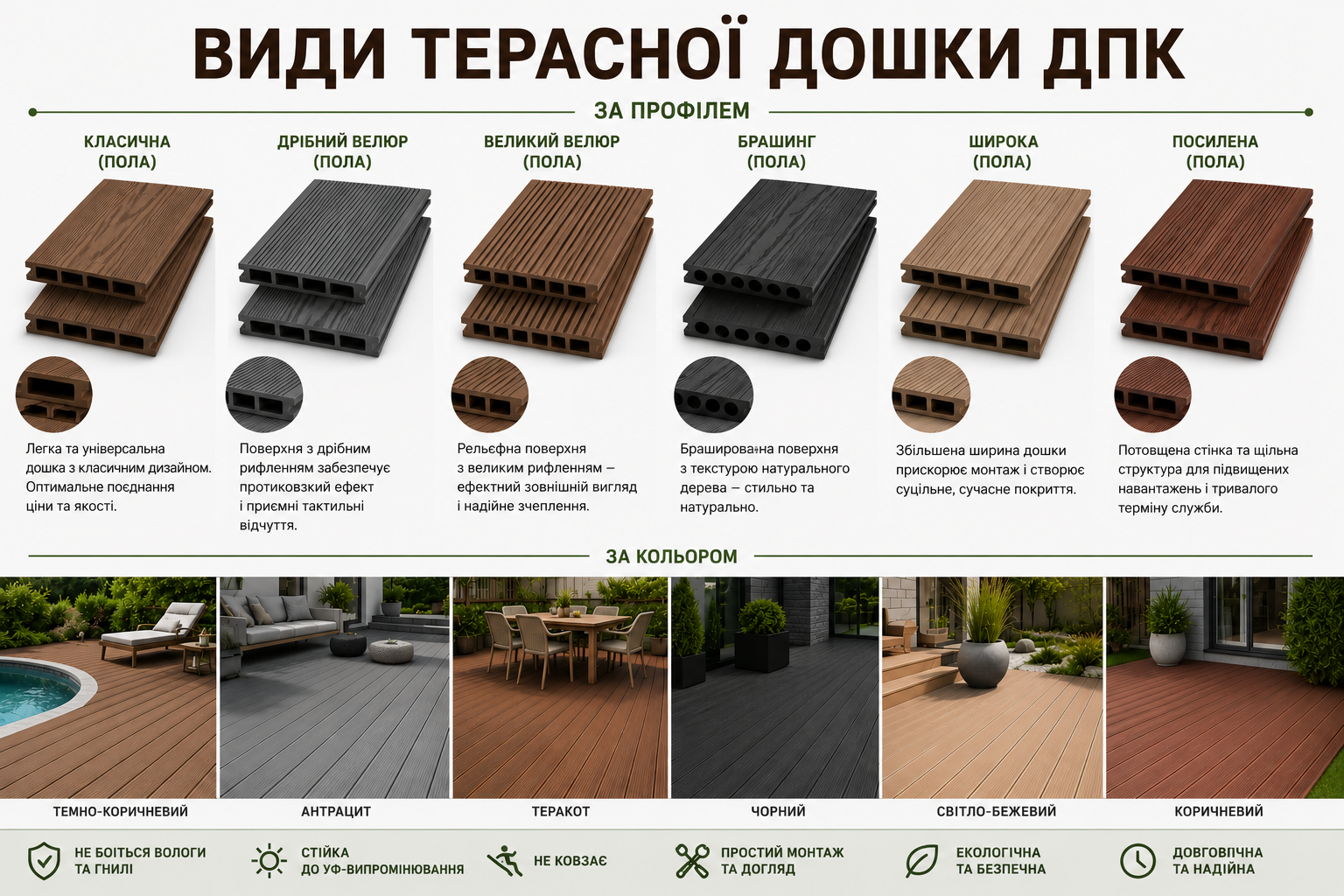 Види терасної дошки ДПК