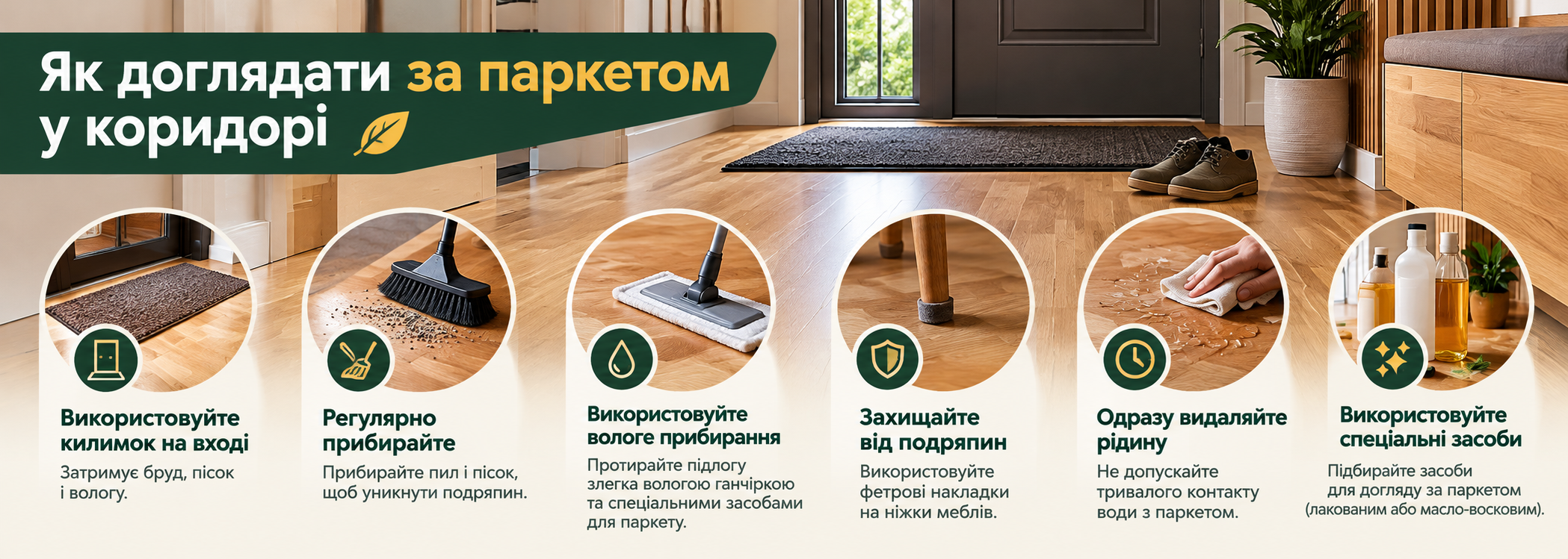 Как ухаживать за паркетом в коридоре
