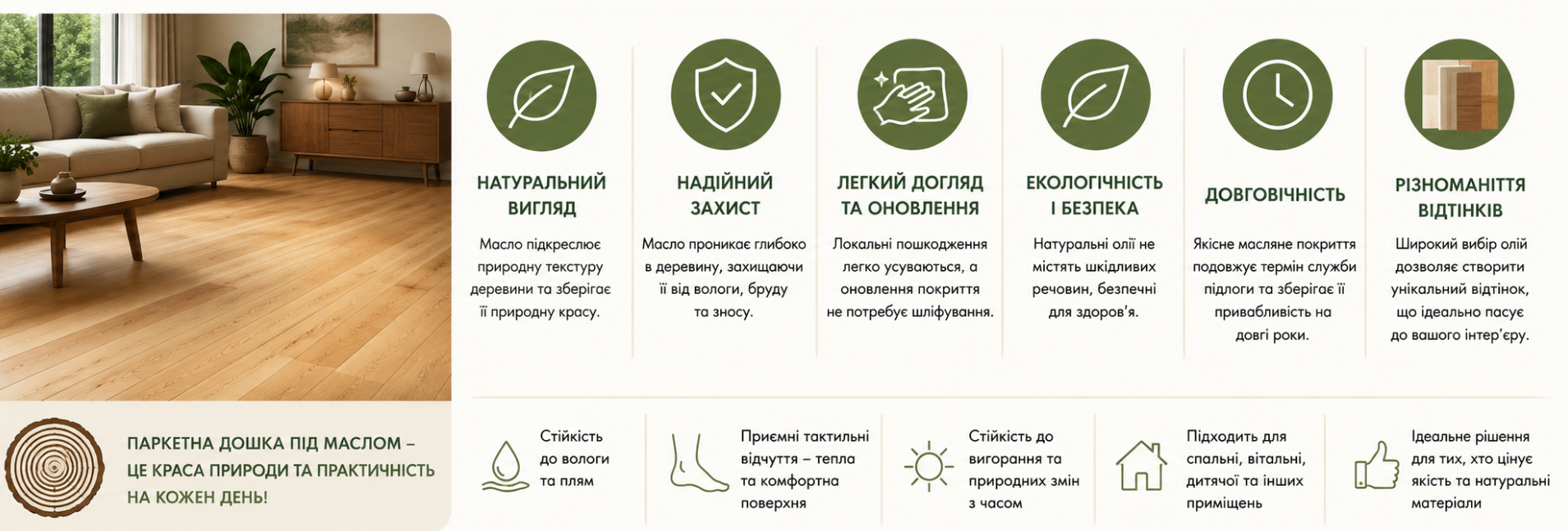 Які переваги має паркетна дошка під олією